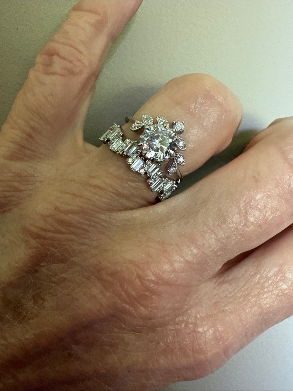 Silver Rings with white Cubic Zirconia stones. Both fit well together
So Pretty! - Picture 3 of 12